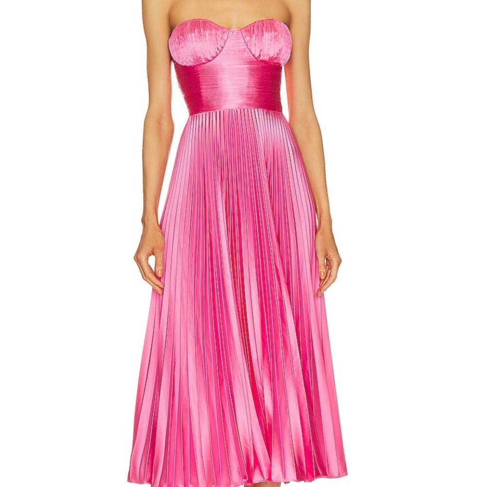 AMUR Kin Pink Strapless Midi Dress